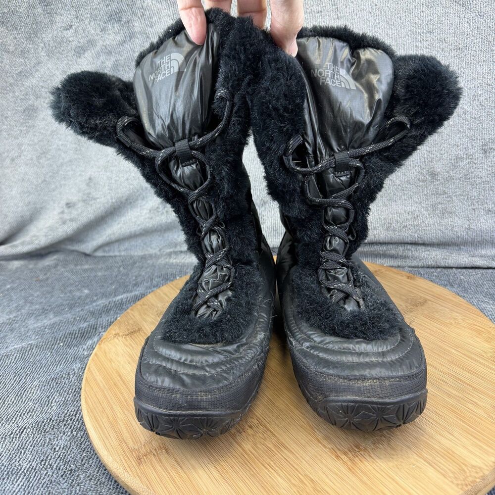 The North Face Boots Womens Size 6 Black Faux Fur Lined Winter Snow APPY FG4 - Picture 2 of 10